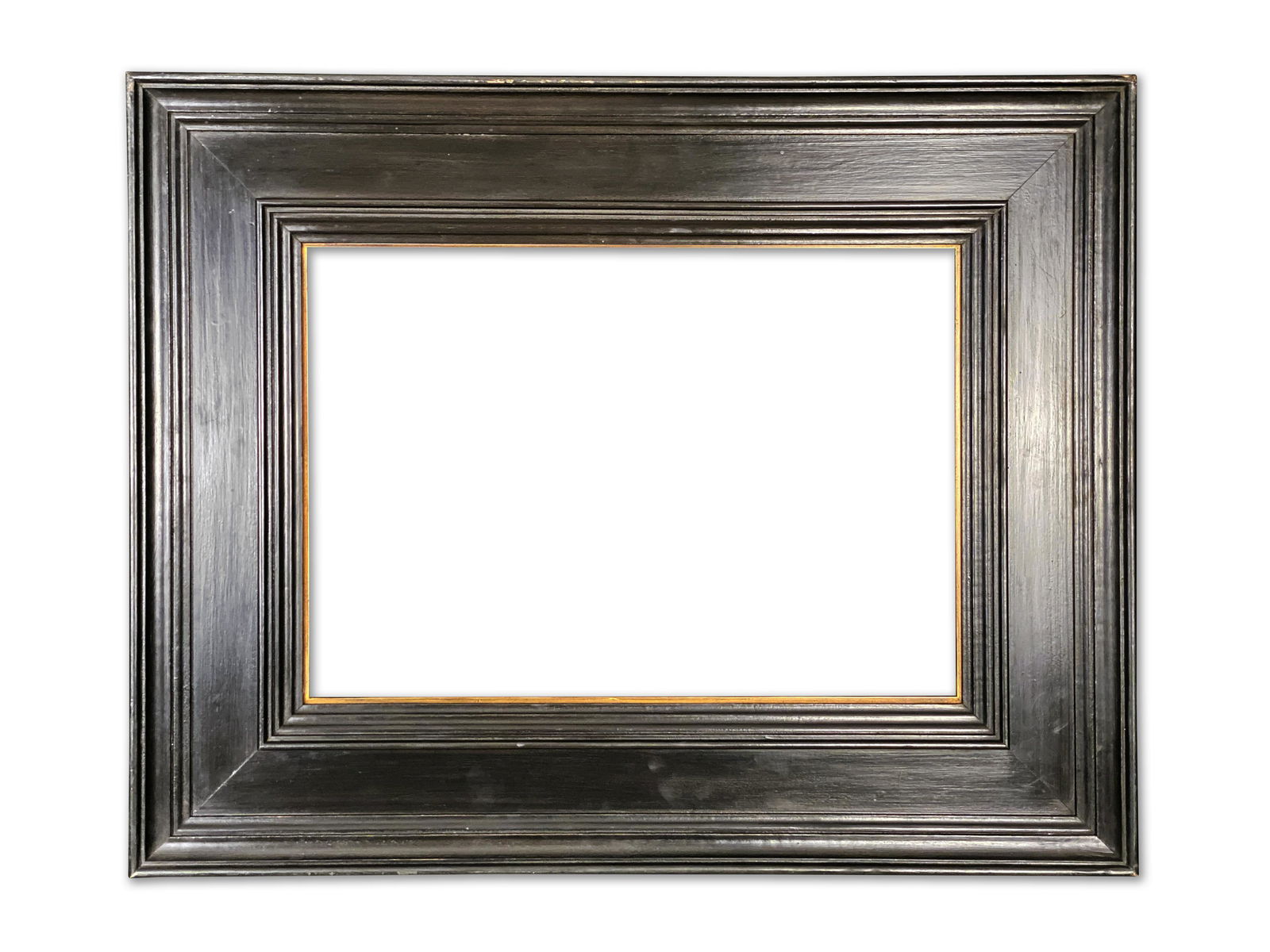 Eli Wilner Frame, Black Casetta, 19th c. Style: Eli Wilner Frame, Black Casetta, 19th Century Style Frame Shaped, painted, and gilded sight edge frame Based on a 19th century period frame. A similar style has been used on artworks by Rockwell and P