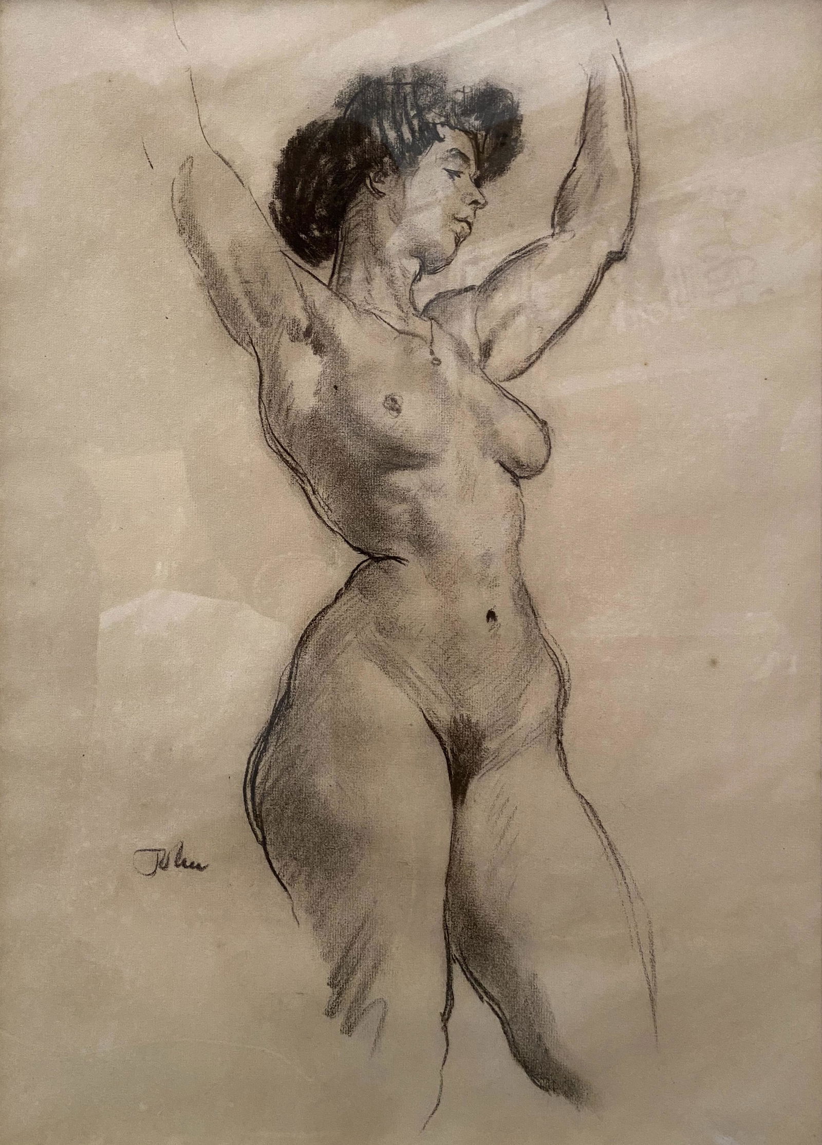 Augustus Edwin John, Female Nude: Augustus Edwin John (British, 1878 - 1961) Female Nude Nude in charcoal. Signed mid left John 20.5" x 15"; framed 31" x 25" under glass Provenance Christie's, August 7, 2012 Lot 396