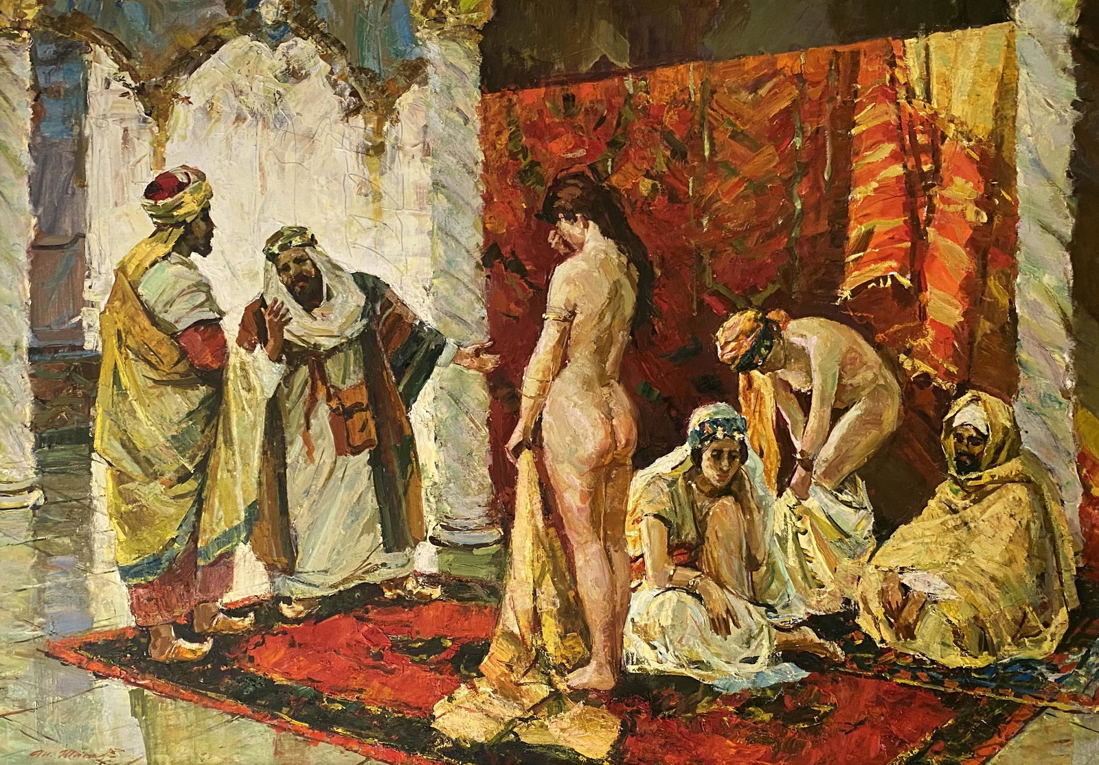 Anatoly Shapovalov, In the Harem: Anatoly Shapovalov (Ukrainian, b. 1949) In the Harem Oil on canvas. Signed in Cyrillic lower left. 32" x 46"; framed 38.5" x 53" Provenance: Christie's London, February 18, 2014 Lot 1