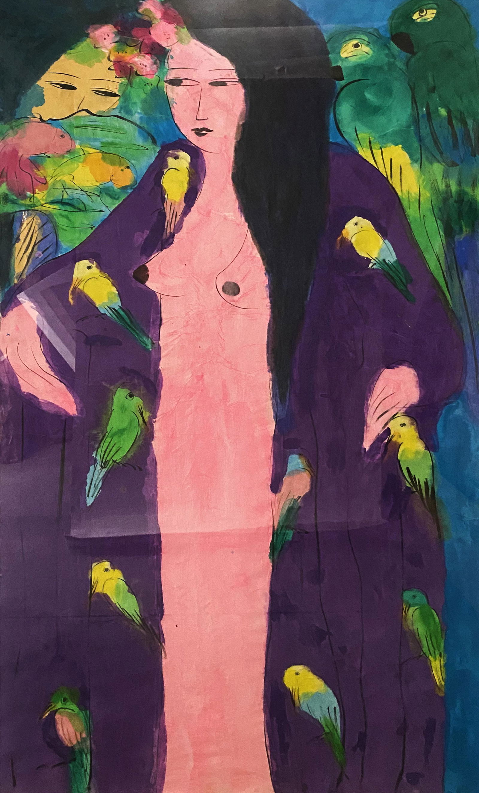 Walasse Ting, Two Geishas and Parrots (1 of 6)