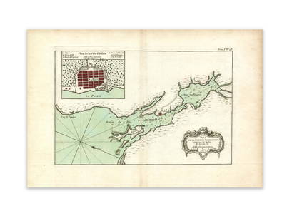 Bellin, Jacques Nicolas. Plan de la Baye de Chibouctou: Bellin, Jacques Nicolas Plan de la Baye de Chibouctou nommee par les Anglois Halifax 1763 Copperplate engraving; original coloured Printed size: 34.8 x 21.9 cm; 13.7 x 8.6 in This handsome copper