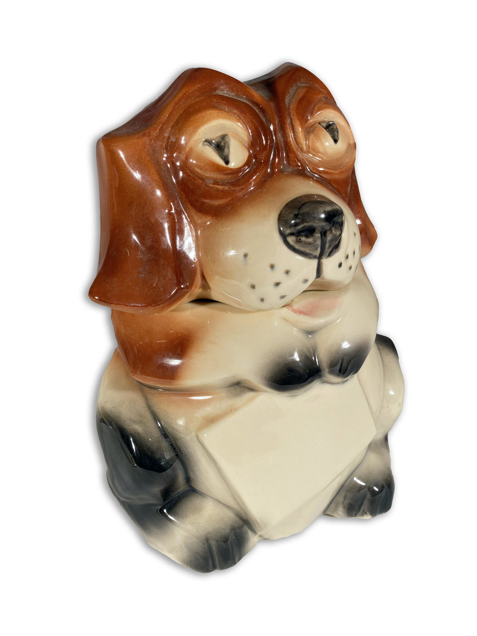 Vintage Doggy Cookie Jar: Doggy Cookie Jar Please call Guernsey's if interested in any additional American cookie jars not listed in this auction. 10" tall Please Note: Due to the Black Lives Matter movement, which Guernsey's 