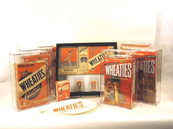 Complete Collection of Wheaties Tennis-Themed Boxes: A complete collection of Wheaties boxes dating from 1934 to 2004. Includes: Andre Agassi 2004, Arthur Ashe 1997, Don Budge & Alice Marble 1944, Chris Evert 1987, Althea Gibson 2000, Pete Sampras 2000,
