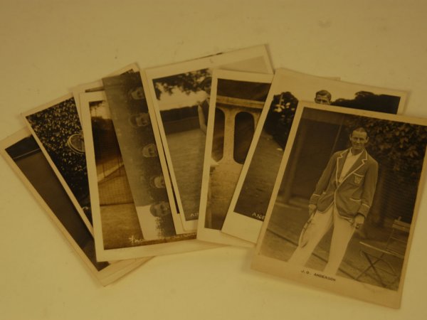 Ten Trim Postcards Featuring 1920 American Team wi: Ten Trim Postcards: American Team 1920 #20 (Tilden, Johnston, Williams, and Kinsey); J.O. Anderson (U); Fraulein C. Aussem (U); Miss C. Aussem H131; H.W. Austin H96; E. Borotra (J. Borotra's Brother)