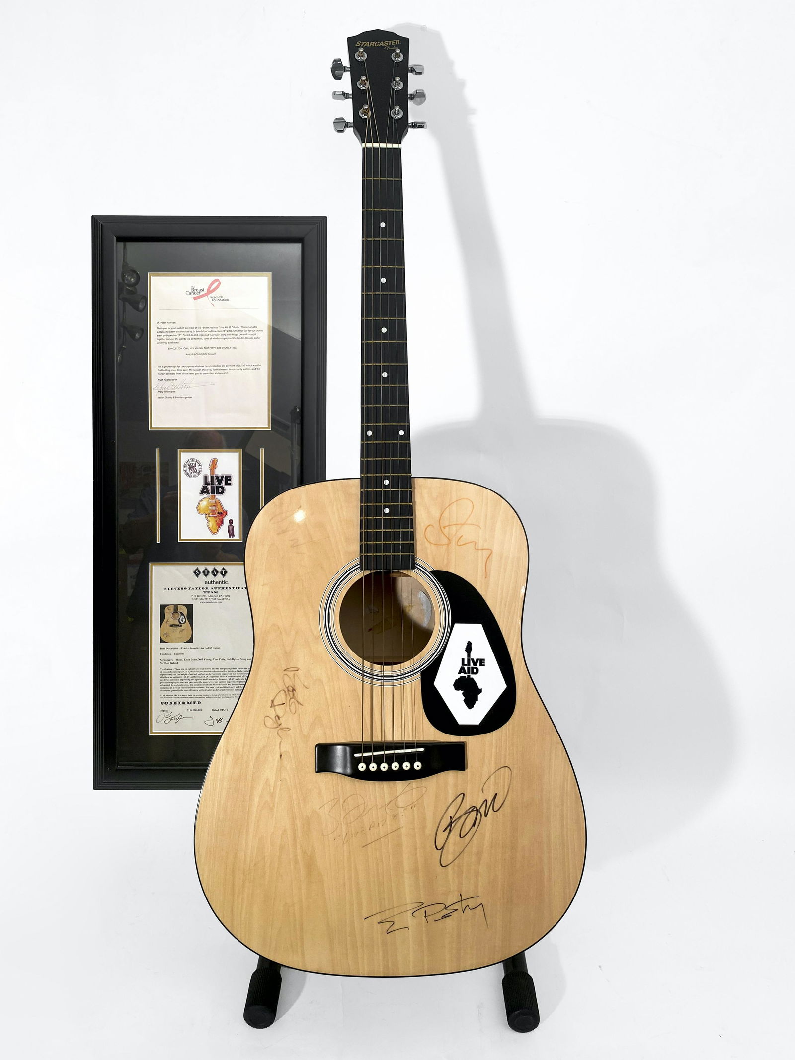 Bob Geldof Live Aid 85 Autographed Fender Guitar (1 of 15)