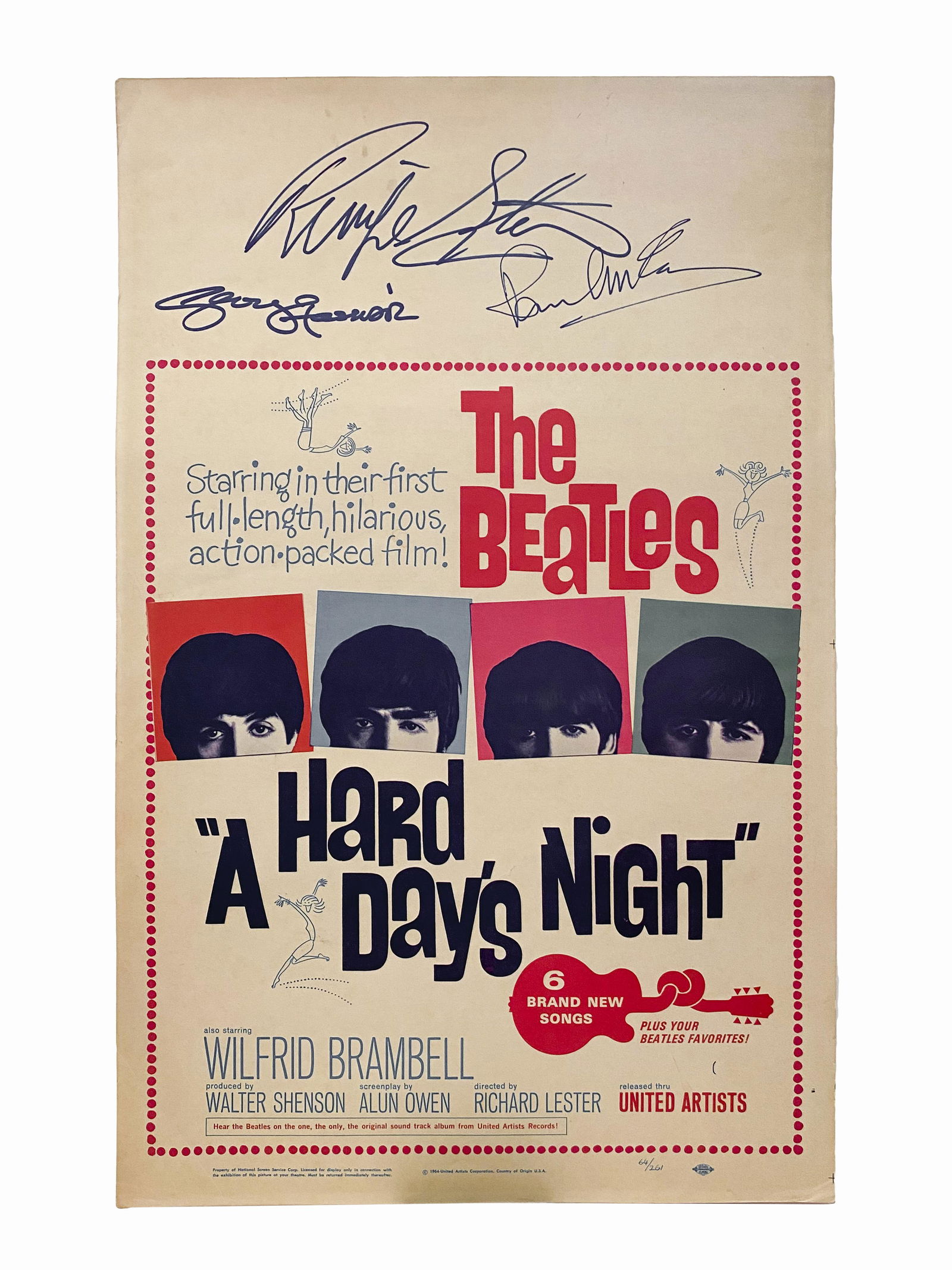 Hard Days Night Signed 1/2 Sheet Poster (1 of 3)