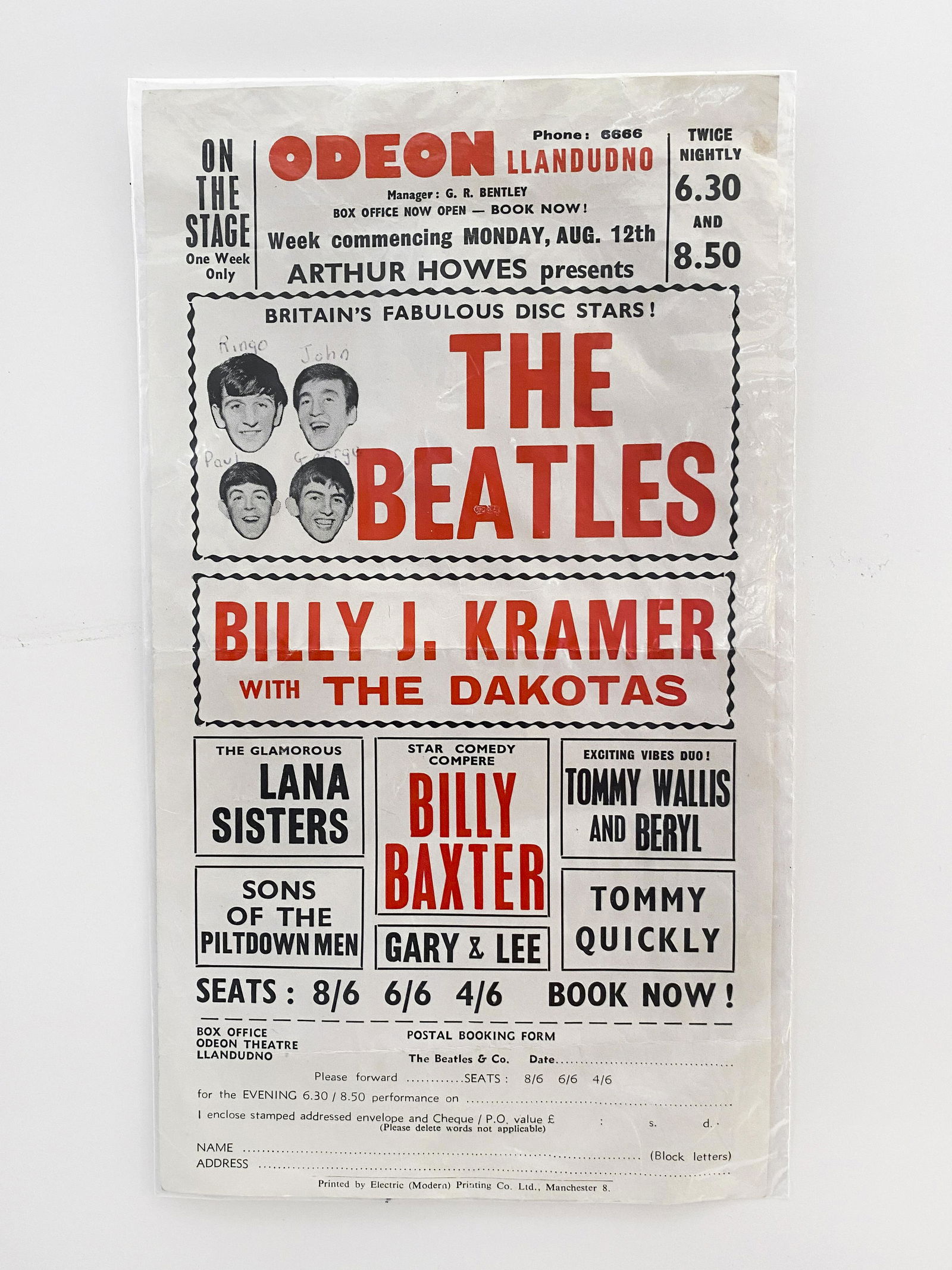 Beatles Handbill, 1963 (1 of 3)