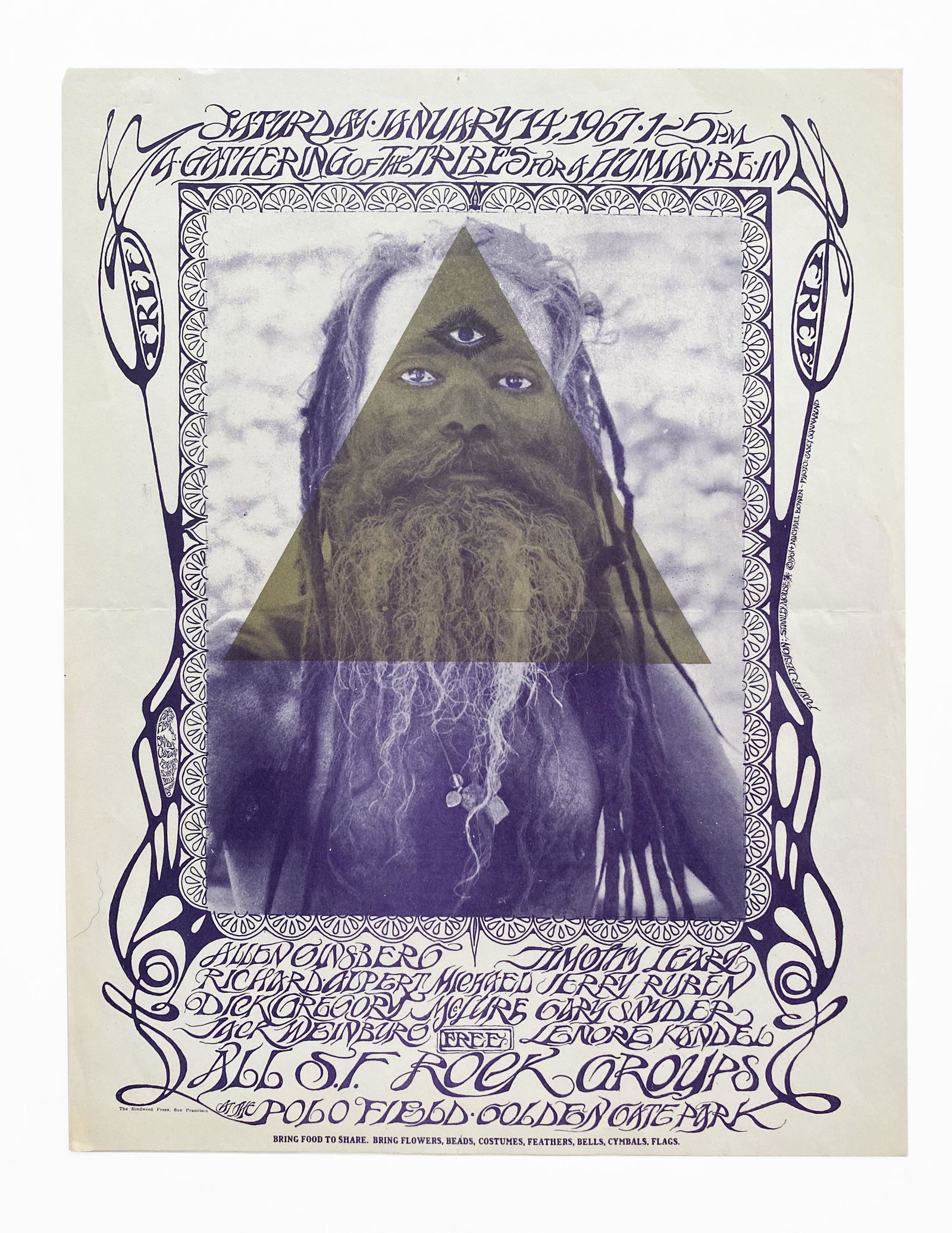 Allen Ginsberg "Human Be-In" Handbill (1 of 3)