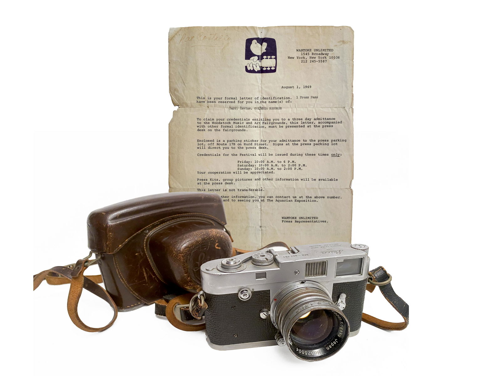 Barry Levine's Woodstock Leica Camera and Press Pass (1 of 9)