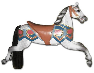 Carousel Horse, Frederic Heyn: Frederic Heyn. Germany. Carousel figures were carved in Europe dating as far back as the 1830's. This work was first found in Germany and then migrated around the Continent. The most well known of