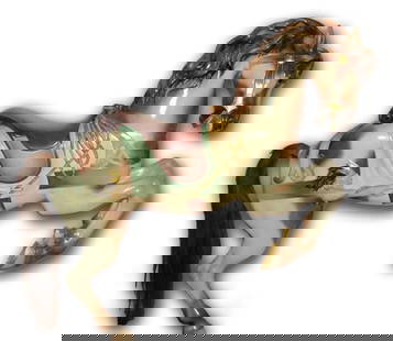 Carousel Horse, Gustav Dentzel: Gustav Dentzel. American, Philadelphia Style. The fierce Indian warrior carved into the side of this Dentzel jumper thrilled endless crowds who rode the carousel at Dorney Park, Pennsylvania for the