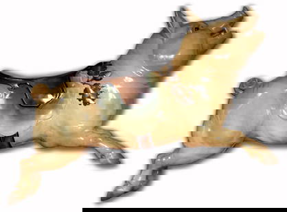 Carousel Pig, Gustav/William Dentzel: Gustav/William Dentzel. American, Philadelphia Style. This joyful pig last squealed at Great Escape Fun Park in Lake George, New York. Older restoration.