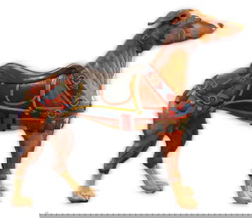 Carousel Greyhound, in the style of Charles Looff: In the style of Charles Looff. The Greyhound carved by Charles Looff is universally considered to be one of the great, and most significant of all carousel carvings. Extremely rare examples have