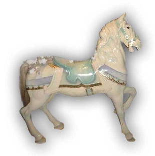 Carousel Horse, Gustav Dentzel: Gustav Dentzel. American, Philadelphia Style. This outer row Arabian stallion from the magnificent 1903 Dentzel Dorney Park (Pennsylvania) carousel defines carousel carving. Perfectly proportioned,