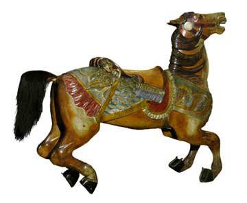 Carousel Horse, Stein & Goldstein: Stein & Goldstein. American, Coney Island Style, c.1910. 54" x 58. This outer row jumper is, by any standard, a carousel treasure. Remarkably, it has remained in magnificent condition in what is