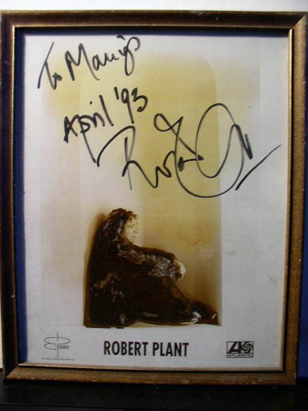 Robert Plant: Robert Plant. 8X10'' B/W image. Inscription reads: "To Manny's April '93"