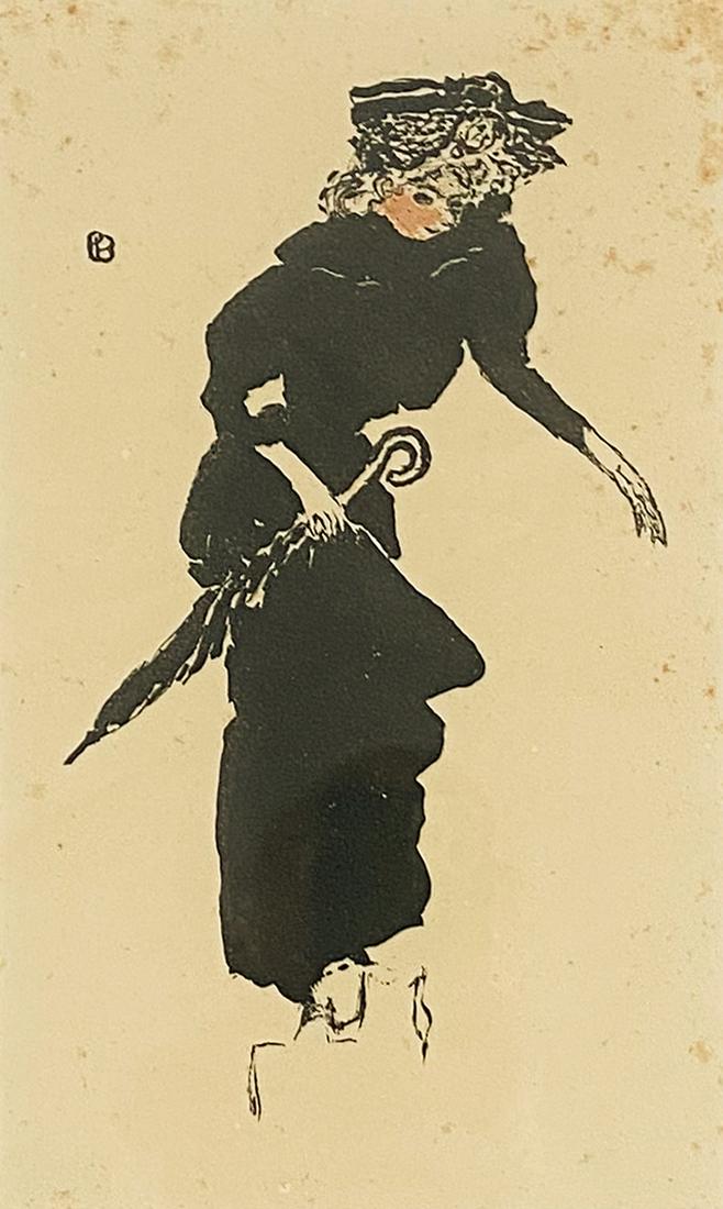 Pierre Bonnard “Femme au parapluie”: Pierre Bonnard (French, 1867-1947) Femme au parapluie (Woman with Umbrella) 1894 Woman with Umbrella (Femme au parapluie) from the portfolio The Album of the White Review (L'Album de la Revue Blanche)