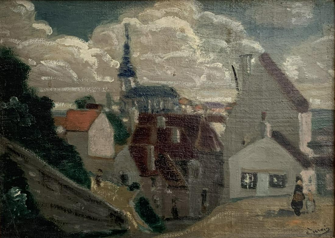 André Derain Oil Painting: André Derain (1888-1954) Vue de Donnemarie-en-Montois 1942 Oil on canvas Signed lower right 10.875 x 15 in / 27,5 x 38 cm Framed: 18.5 x 25 / 47 x 63,5 cm Provenance: Michel Kellerman, Paris Priv