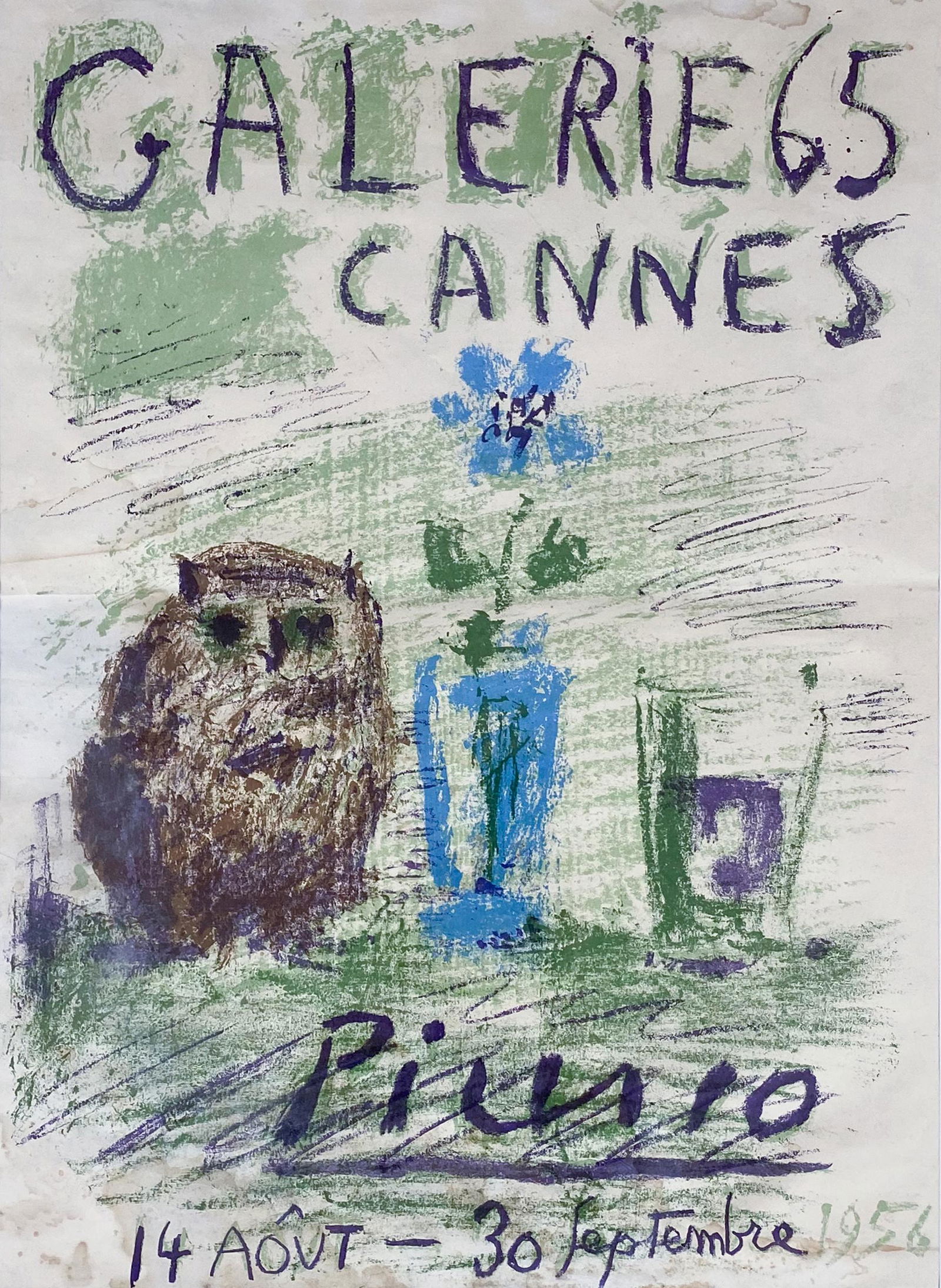 Pablo Picasso “Owl, Flower and Glass” Lithograph Poster (1 of 3)