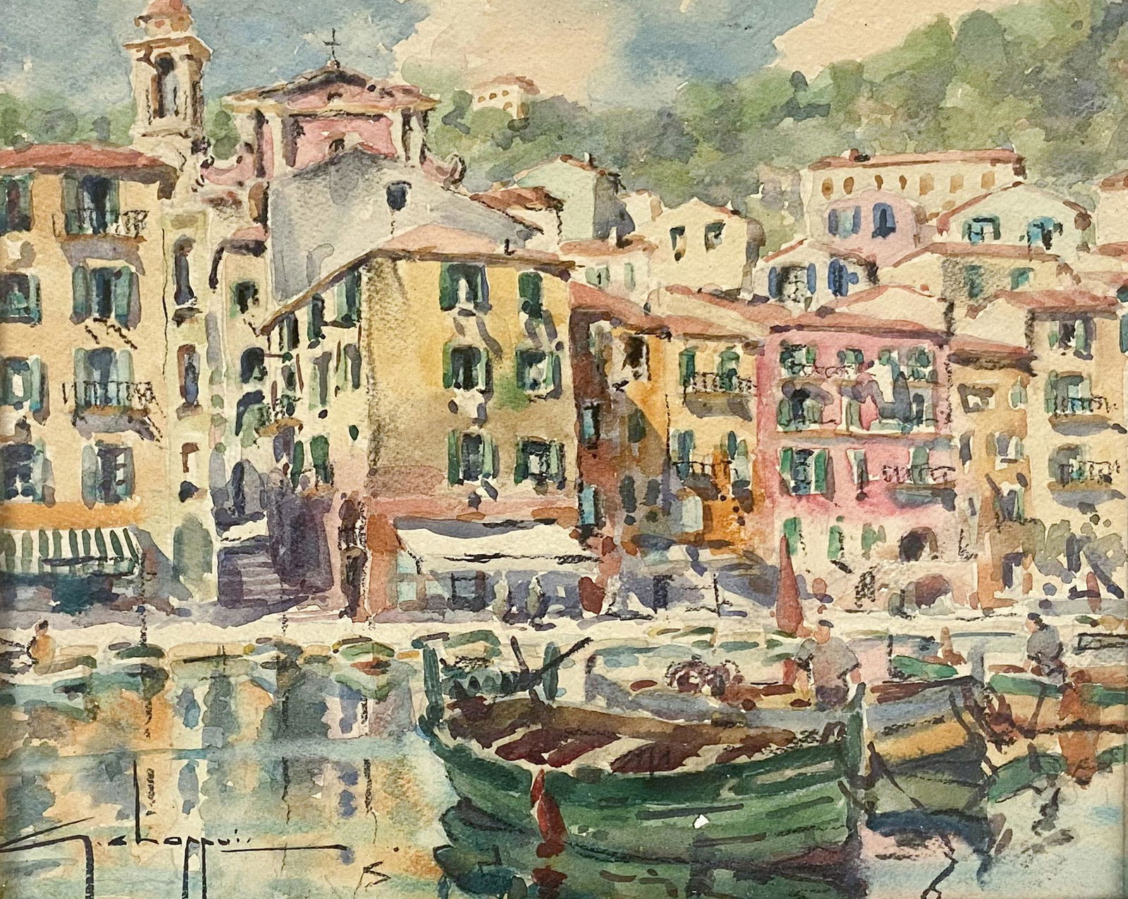 “St Tropez” Original Watercolor, Signed (1 of 4)
