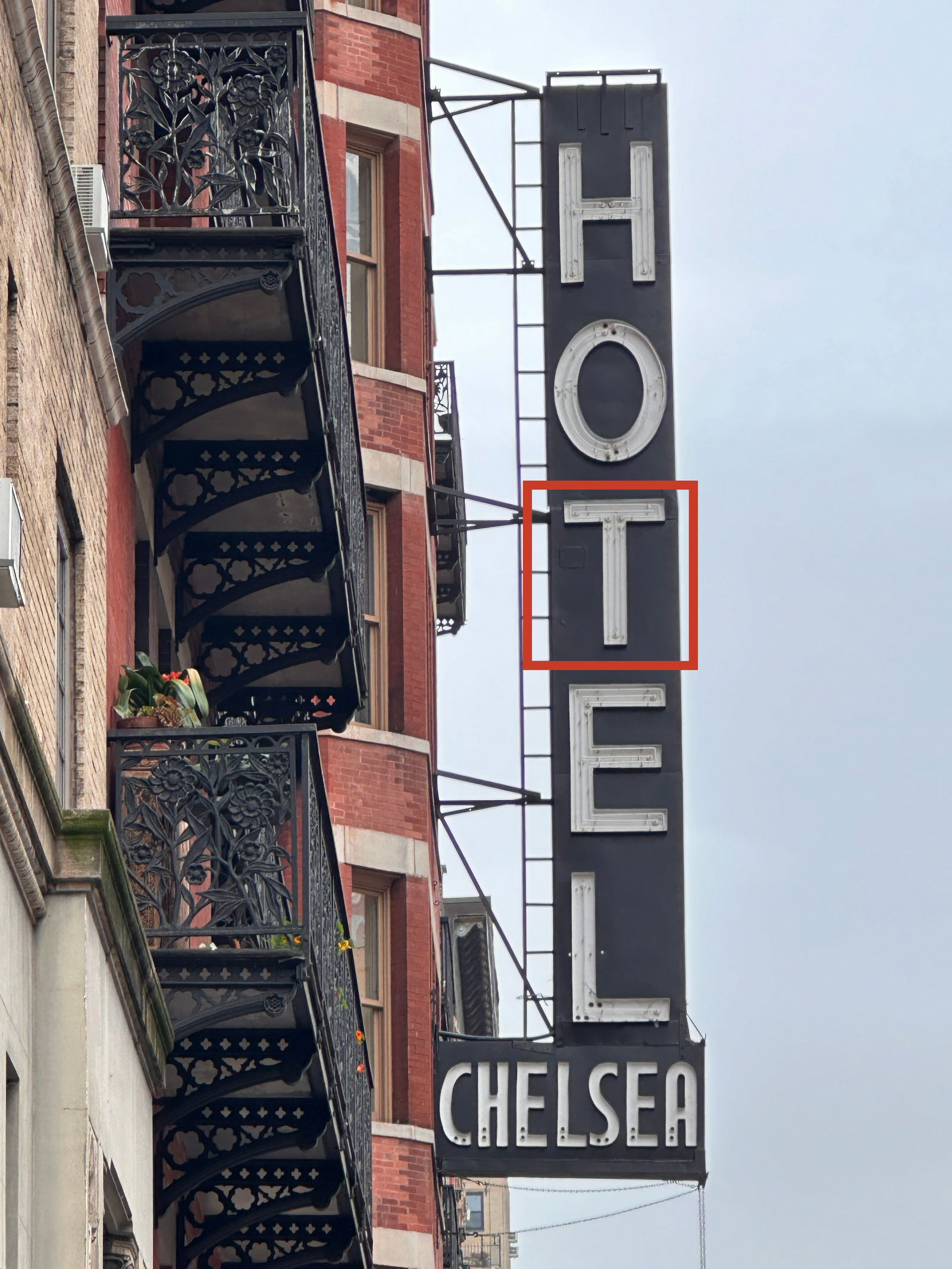 Hotel Chelsea Original Neon Sign, Letter "T" (1 of 6)