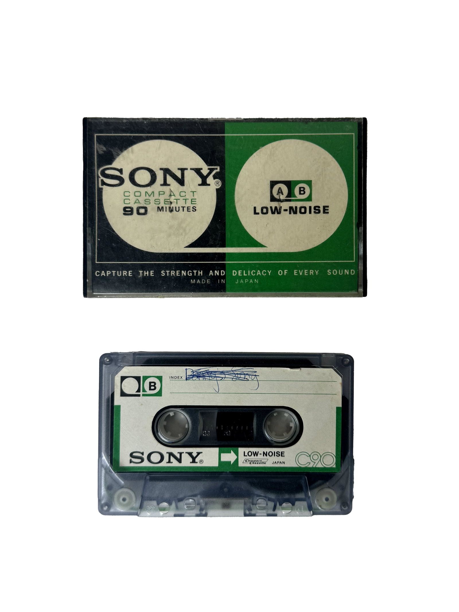Early Madonna Rare Solos on Cassette: Madonna’s original rehearsal demos and performances. Sony C90 compact cassette. Handwritten notes in black and blue ink on both sides of cassette. Side A "Song for Danny/ Coming in fine/ Ba