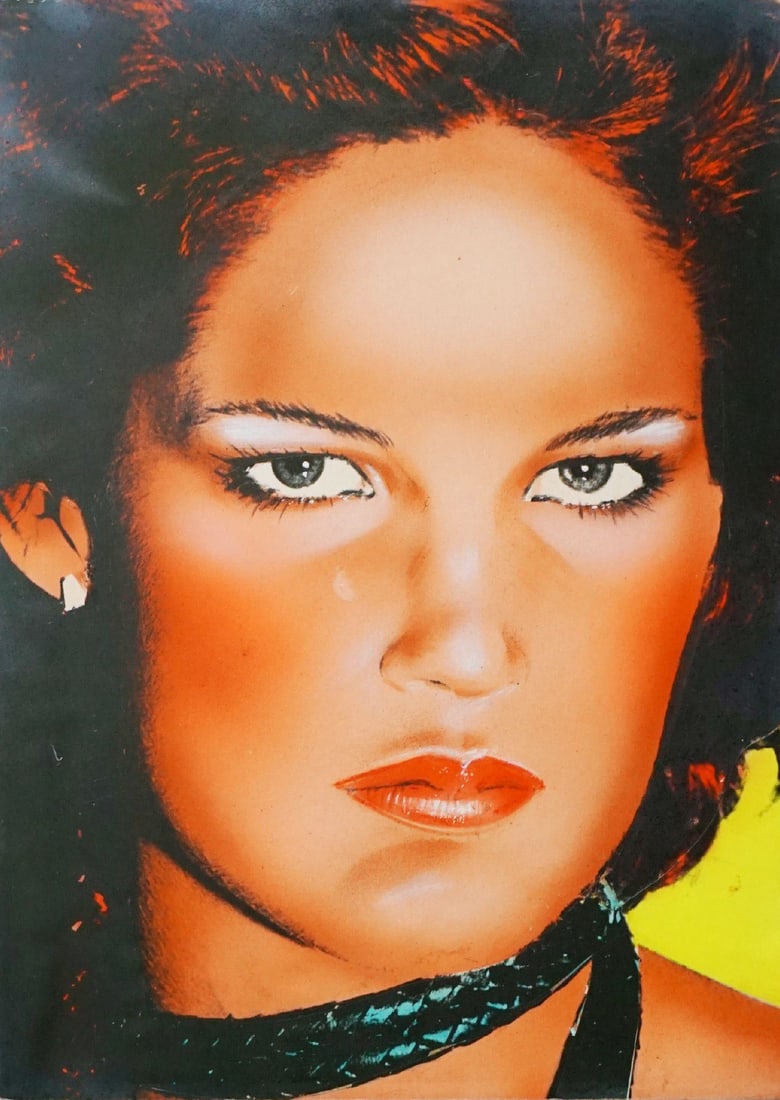 Interview Mag Cover Art, Barbara Allen: Original artwork created for the cover of Andy Warhol’s Interview Magazine by noted artist, Richard Bernstein. Richard Bernstein “Barbara Allen,” 1977 Airbrush, gouache, pencil, and collage