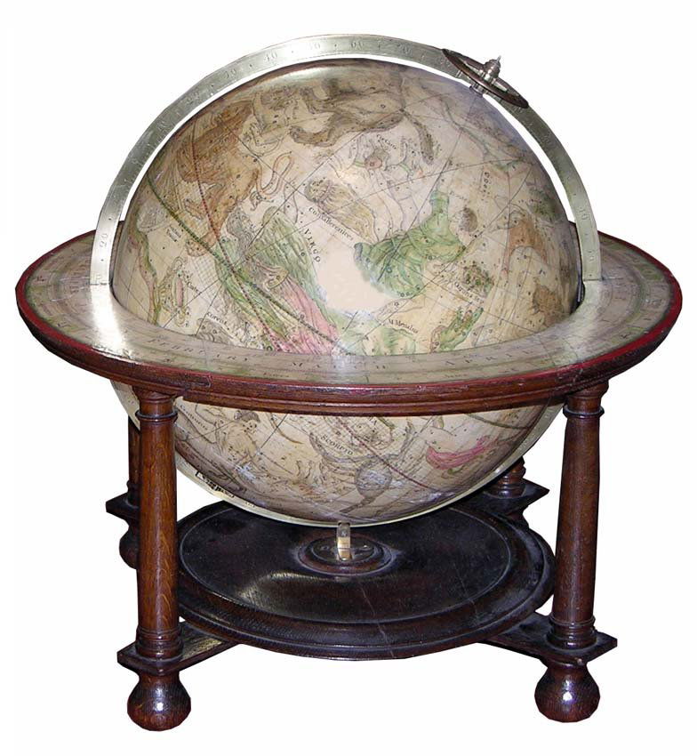 John Senex: A New Terrestrial Globe... And A New Caelestial Globe...Published in London, ca. 1756 Height (in stand); 17 "; diameter 17 ". RESERVE.