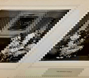 The Kennedy Family Portrait by Bachrach: Black & White Vintage print, Gold "Bachrach" Stamp, Matted, 7.5" x 9.25" The Bachrach Photographic Studio In the genre of Portrait Photography, no name rivals that of the Bachrach Studio which,