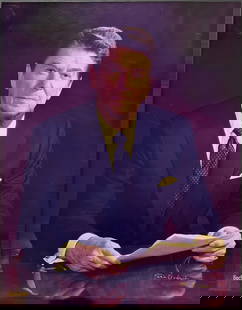 President Ronald Reagan, Bachrach Portrait: Vintage color photographic portrait, signed Fabian Bachrach in Gold ink, also gold "Bachrach" Stamp, 19.5" x 15.5" The Bachrach Photographic Studio In the genre of Portrait Photography, no name