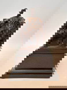 Abraham Lincoln (seated), Daniel Chester French: Bronze cast (contemporary) of Daniel Chester French’s maquette for the Lincoln Memorial, Washington D.C.; 23.5 x 16.5 x 18.5 centimeters; signed on verso D.C. French. Cast from the artist’s