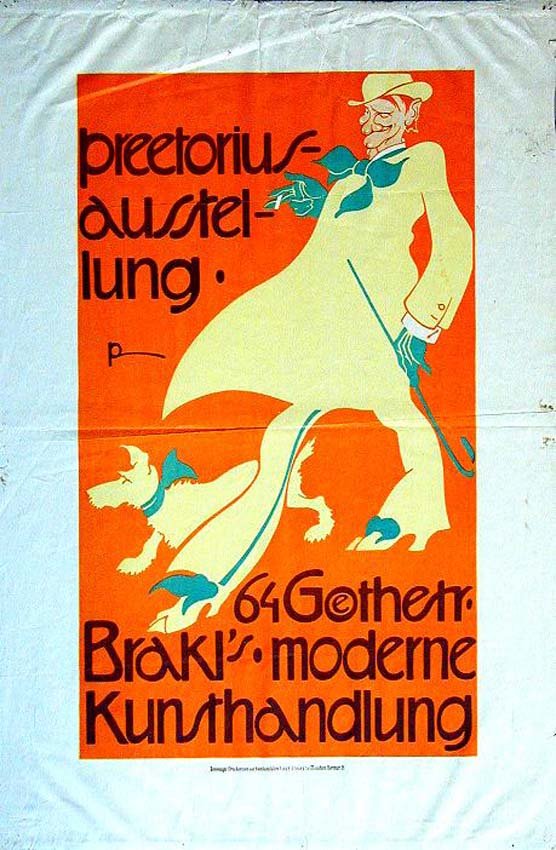 Brakl´s Moderne Kunsthandlung: Emil Preetorius, c. 1908. 40.7 x 26.8 in / 103.4 x 68 cm. Imp. Vereinigte Druckereien & Kunstanstalten, München. Cond. B / LB