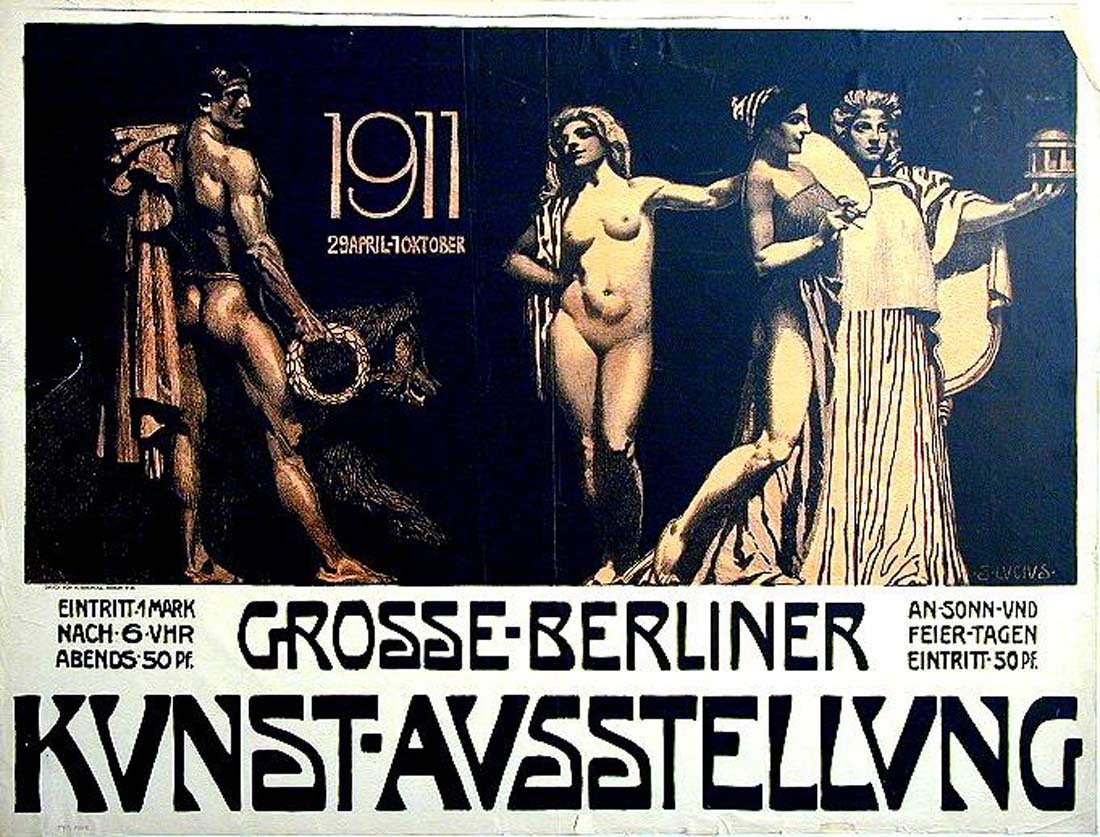 Grosse Berliner Kunst-Ausstellung: Sebastian Lucius, 1911. 28.4 x 37.4 in / 72.2 x 95.1 cm. Imp. H. Birkholz, Berlin. Cond. B+ / P