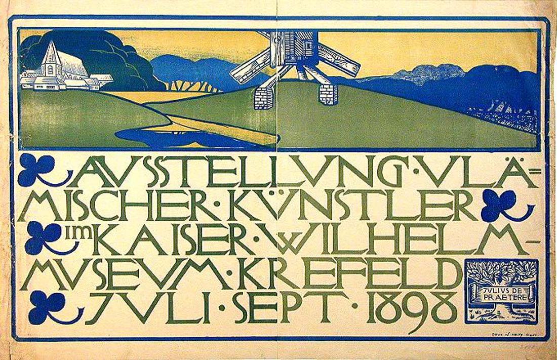 Ausstellung Vlämischer Künstler: Jules De Praetere, 1898. 27.4 x 42.1 in / 69.5 x 106.9 cm. Imp. N. Heins, Cond. B / LB