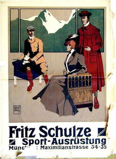 Fritz Schulze: Hans Rudi Erdt, 1907. 49.3 x 35.9 in / 125.3 x 91.2 cm. Imp. Vereinigte Druckereien und Kunstanstalten, Cond. B- / P