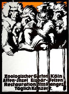 Zoologischer Garten Köln: M. Bürger, c. 1914. 33.7 x 24.6 in / 85.6 x 62.6 cm. Imp. M. DuMont Schauberg, Köln. Cond. A- / P