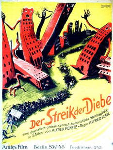 Der Streik der Diebe: Walter Riemer, 1921. 36.8 x 27.6 in / 93.5 x 70 cm. Imp. Dinse & Eckert, Berlin. Cond. C / LB