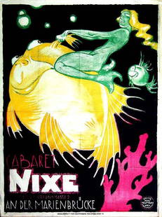 Cabaret Nixe: Hans Neumann, c. 1923. 49.8 x 37.4 in / 126.4 x 95 cm. Imp. Gesellschaft für Graphische Industrie, Wien. Cond. B / P