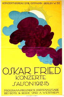 Oskar Fried: Gino De Finetti, 1912. 48.5 x 32.2 in / 123.3 x 81.7 cm. Imp. Vereinigte Druckereien & Kunstanstalten, Berlin. Cond. A- / LB