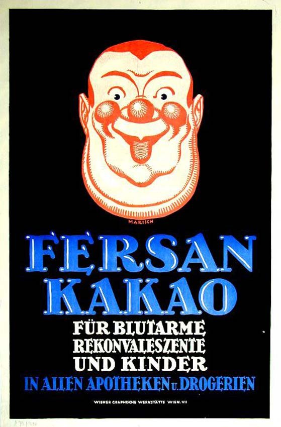 Fersan Kakao: Marisch, c. 1920. 37.4 x 24.7 in / 95 x 62.7 cm. Imp. Wiener Graphische Werkstätte, Wien. Cond. A / P