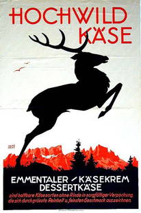 Hochwildkäse: Hans Merz, c. 1925. 47.2 x 31.6 in / 120 x 80.3 cm. Imp. A. Braun & Co., Cond. A- / P