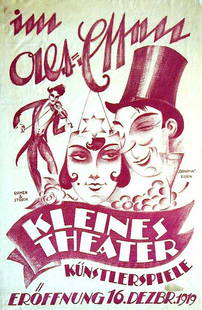 Im Alt-Essen / Kleines Theater: 1919. 32.8 x 21.3 in / 83.3 x 54.2 cm. Imp. Eschen & Stosch , Cond. B / LB