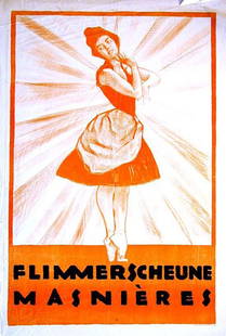 Flimmerscheune Masnières: 1914. 37.4 x 25.6 in / 94.9 x 65 cm. Imp. Felddruckerei MinenwerferbaTaillon IV, Cond. B+ / P