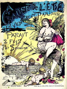 A Cause de l´été: Adolph Willette, c. 1881. 32.5 x 24.2 in / 82.5 x 61.5 cm. Imp. H. Delatre, Paris. Cond. B+ / LB