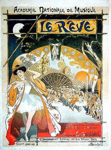 Le Rêve: Théophile Alexandre Steinlen, 1891. 33.3 x 24.8 in / 84.5 x 63 cm. Imp. Gillot, Paris. Cond. B / JP