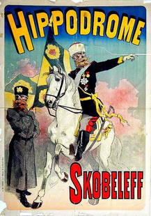 Hippodrome / Skobeleff: Jules Chéret, 1888. 49.3 x 34.6 in / 125.3 x 88 cm. Imp. Chaix, Paris. Cond. R* / LB