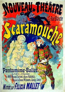 Nouveau Théâtre / Scaramouche: Jules Chéret, 1891. 48.5 x 34 in / 123.2 x 86.4 cm. Imp. Chaix, Paris. Cond. B+ / LB