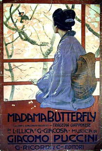 Madama Butterfly: Leopoldo Metlicovitz, 1904. 56.5 x 38.6 in / 143.5 x 98 cm. Cond. R* / LB