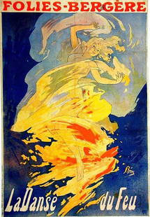 Folies-Bergère / La Danse du Feu: Jules Chéret, 1897. 48.3 x 33.1 in / 122.7 x 84 cm. Imp. Chaix, Paris. Cond. A- / JP