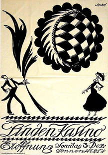 Linden-Kasino: Josef Seché, 1919. 39.3 x 27.5 in / 99.8 x 69.8 cm. Imp. Gierster Litho., Cond. A / P